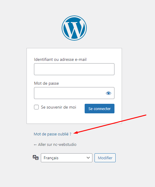 Lien mot de passe oublié connexion WordPress