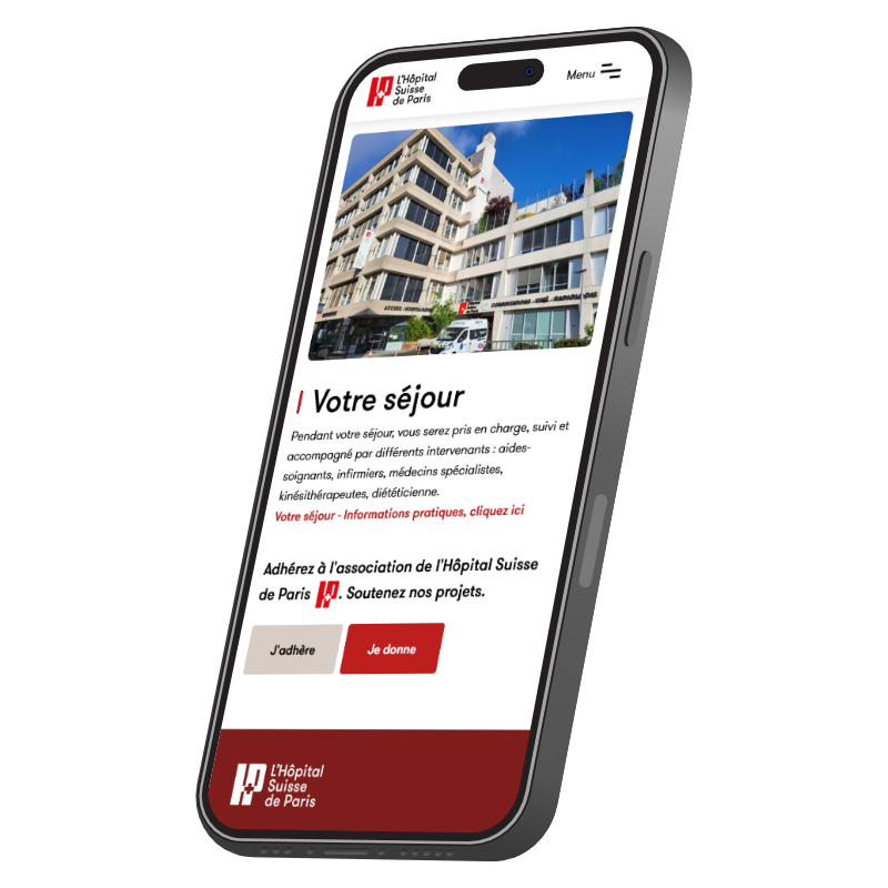 Réalisation mobile Hôpital Suisse de Paris par NcWebStudio